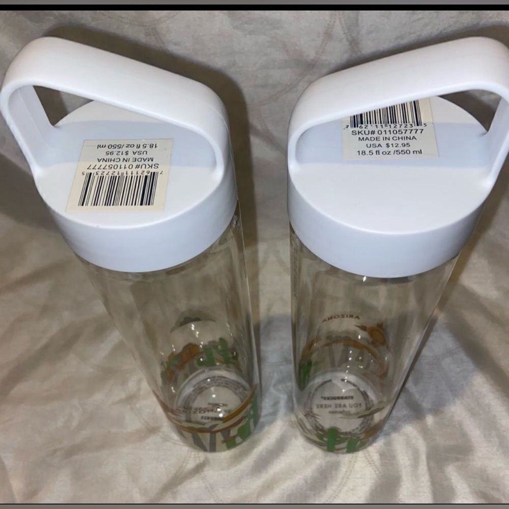 Set of 2 Starbucks ARIZONA YAH Drinking Glass Bottles You Are Here New - Picture 3 of 7
